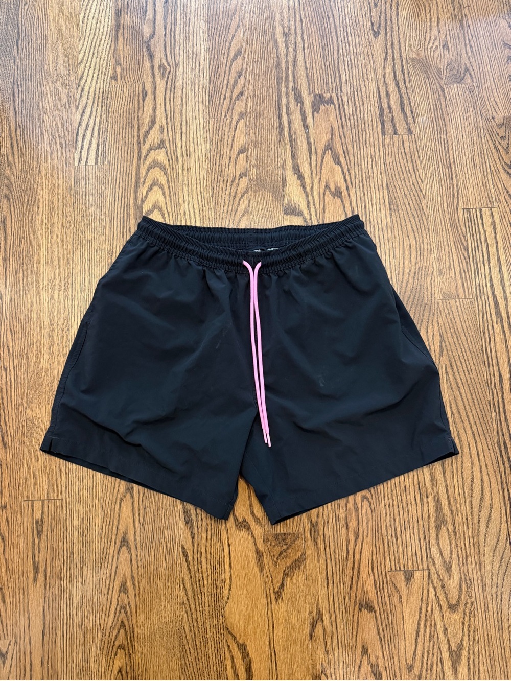 chubbies Black Athletic Shorts with Pink Drawstring